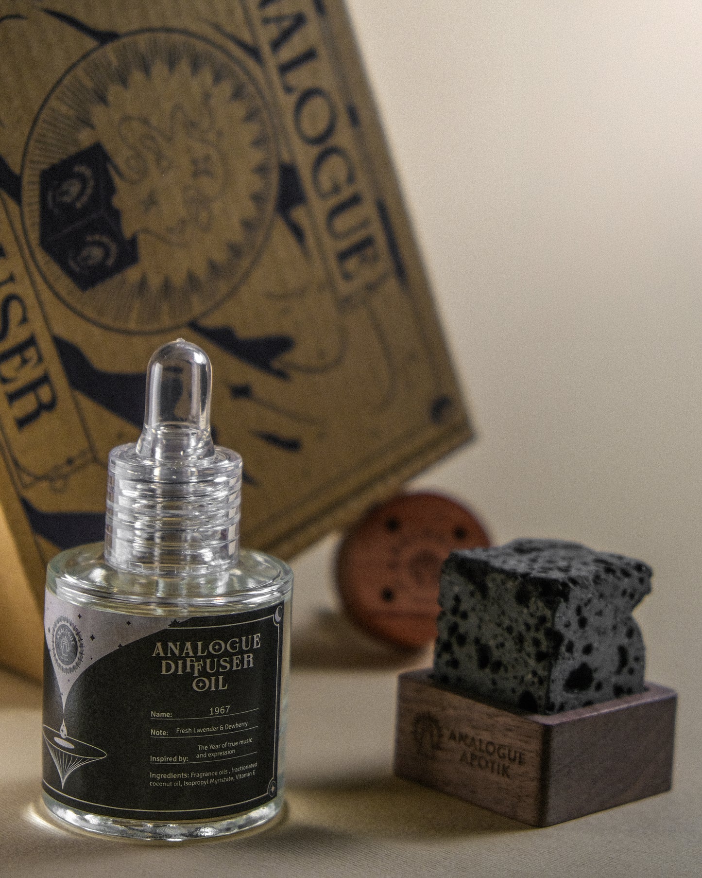 The 1967 3-in-1 Diffuser Set (Car clip, Volcanic Stone & Oil)