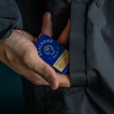 Solid cologne case closed, ready to carry