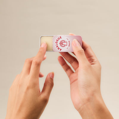 Fingertip warming solid cologne from the case